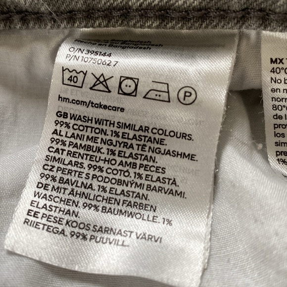 H&M High Rise Straight Leg Denim Jeans Light Acid Wash Gray Size 12 - Picture 9 of 14